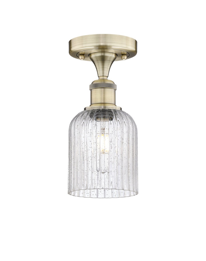 Innovations Lighting Bridal Veil 5" Semi-Flush Mount - Antique Brass Ceiling Semi Flush Mounts Innovations Lighting Seedy ; Glass Type: Seedy; Ribbed  