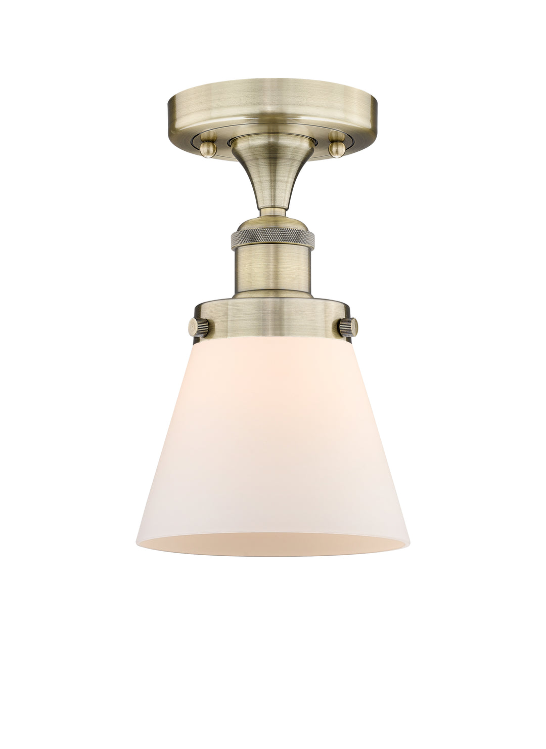 Innovations Lighting Cone 6" Semi-Flush Mount - Antique Brass Ceiling Semi Flush Mounts Innovations Lighting Matte White ; Glass Type: Frosted  