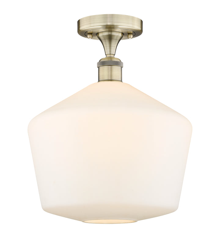 Innovations Lighting Cindyrella 12" Semi-Flush Mount - Antique Brass Ceiling Semi Flush Mounts Innovations Lighting Cased Matte White ; Glass Type: White  