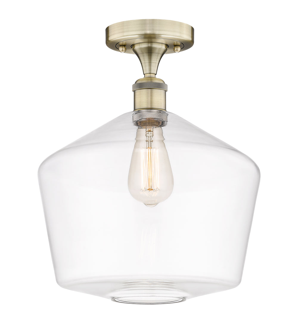 Innovations Lighting Cindyrella 12" Semi-Flush Mount - Antique Brass Ceiling Semi Flush Mounts Innovations Lighting Clear ; Glass Type: Clear  