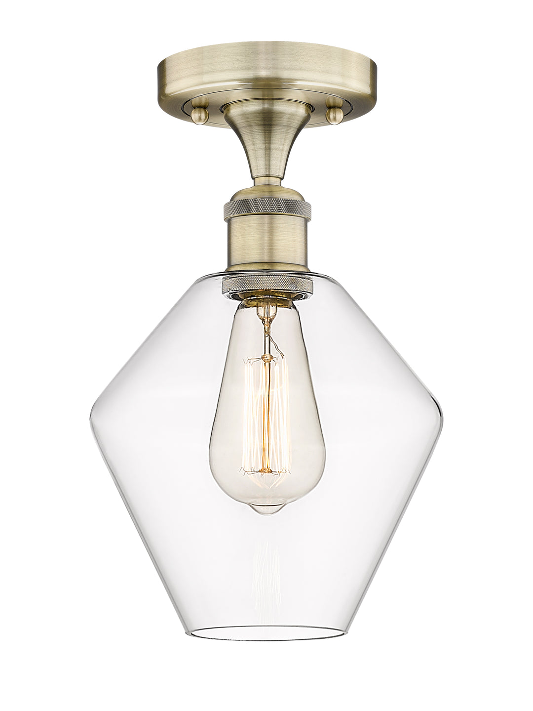 Innovations Lighting Cindyrella 8" Semi-Flush Mount - Antique Brass Ceiling Semi Flush Mounts Innovations Lighting Clear ; Glass Type: Clear  