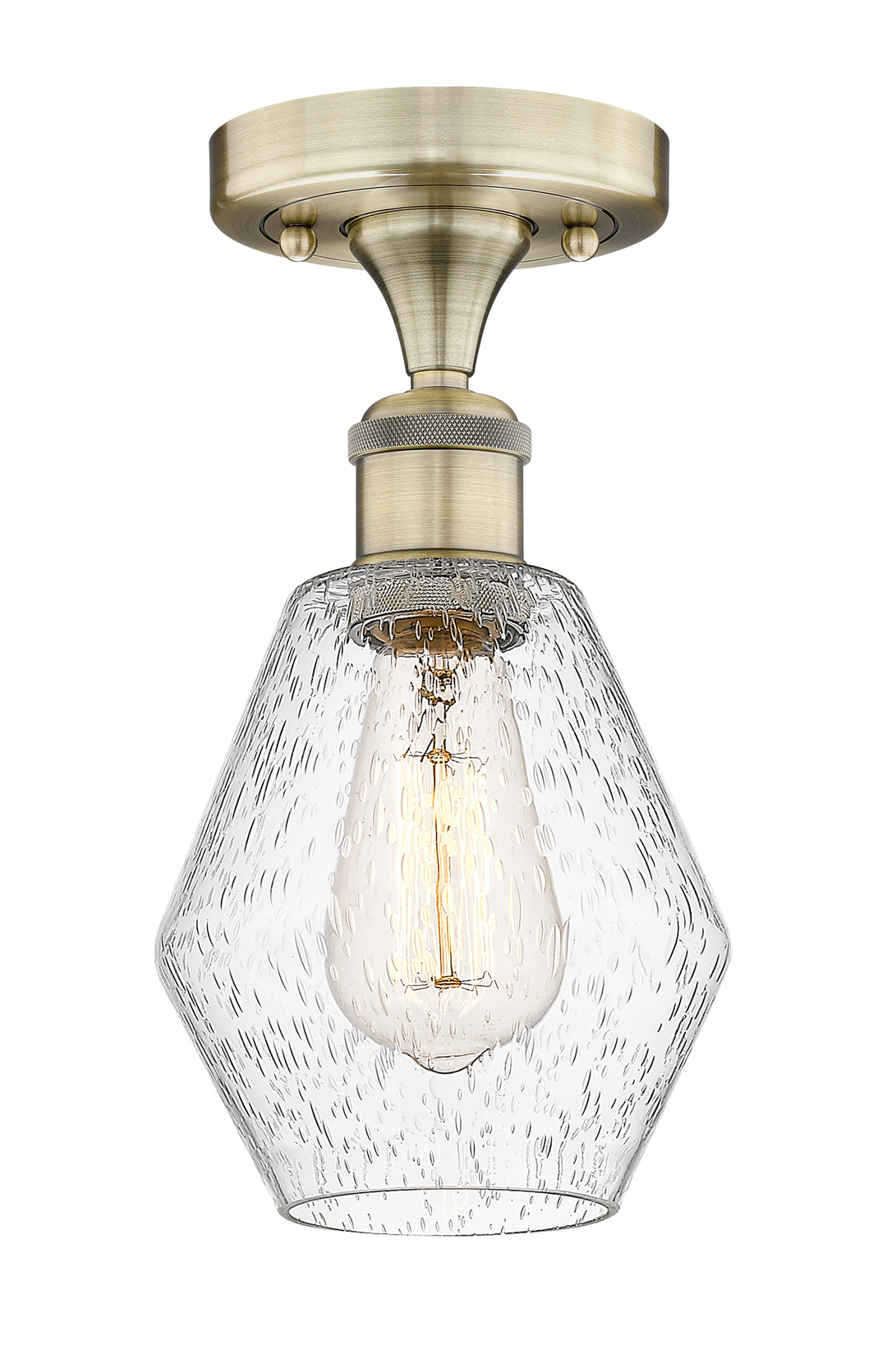 Innovations Lighting Cindyrella 6" Semi-Flush Mount - Antique Brass Ceiling Semi Flush Mounts Innovations Lighting Seedy ; Glass Type: Seeded  