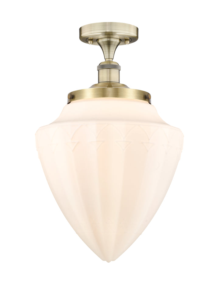 Innovations Lighting Bridgeton 15.75" Semi-Flush Mount Ceiling Semi Flush Mounts Innovations Lighting Antique Brass Matte White ; Glass Type: Frosted 