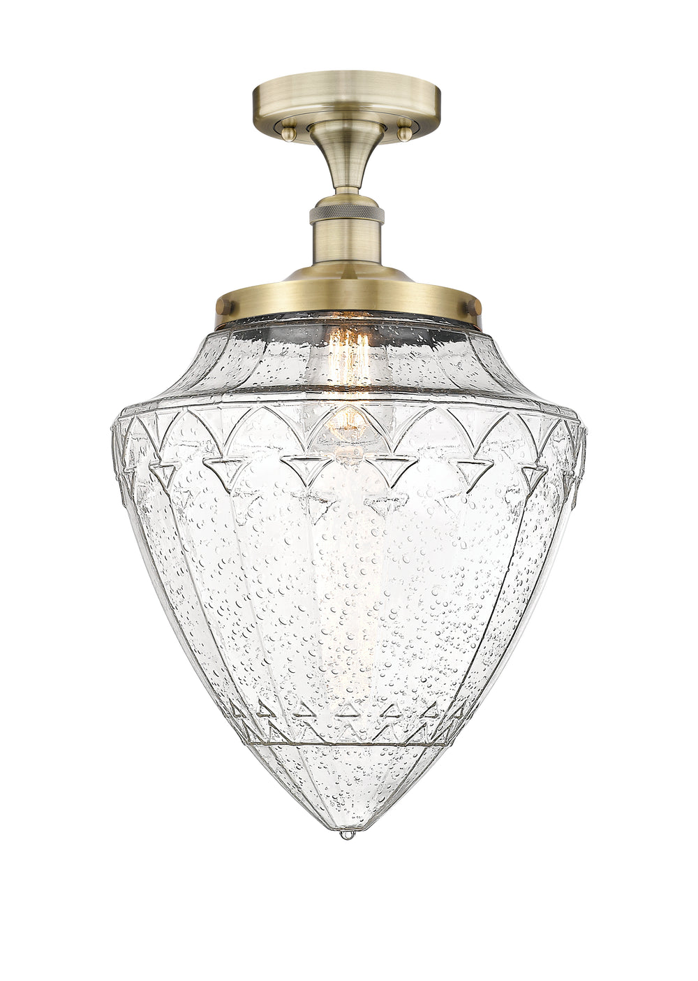 Innovations Lighting Bridgeton 15.75" Semi-Flush Mount Ceiling Semi Flush Mounts Innovations Lighting Antique Brass Seedy ; Glass Type: Seeded 