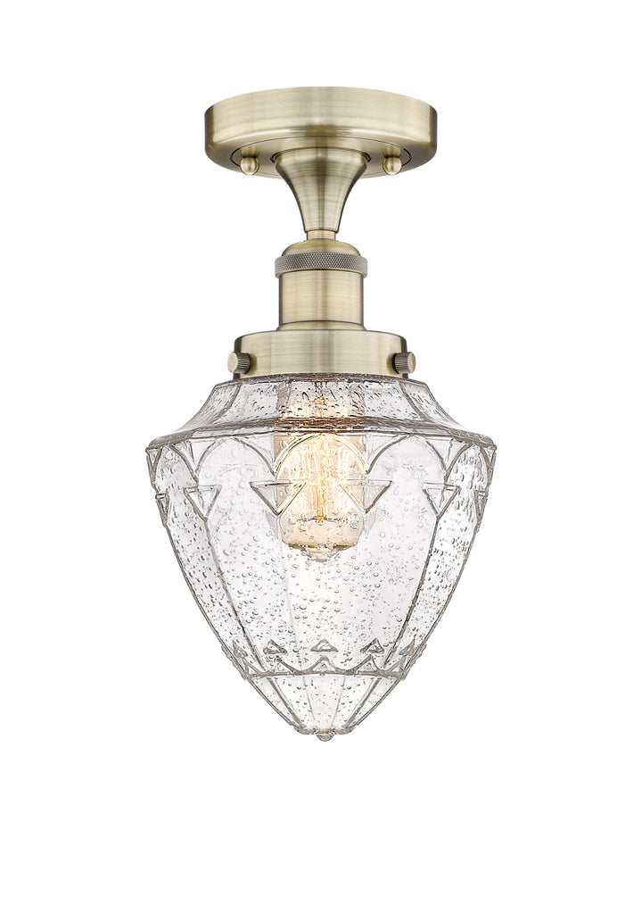 Innovations Lighting Bullet 7" Semi-Flush Mount - Antique Brass Ceiling Semi Flush Mounts Innovations Lighting Seedy ; Glass Type: Seeded  