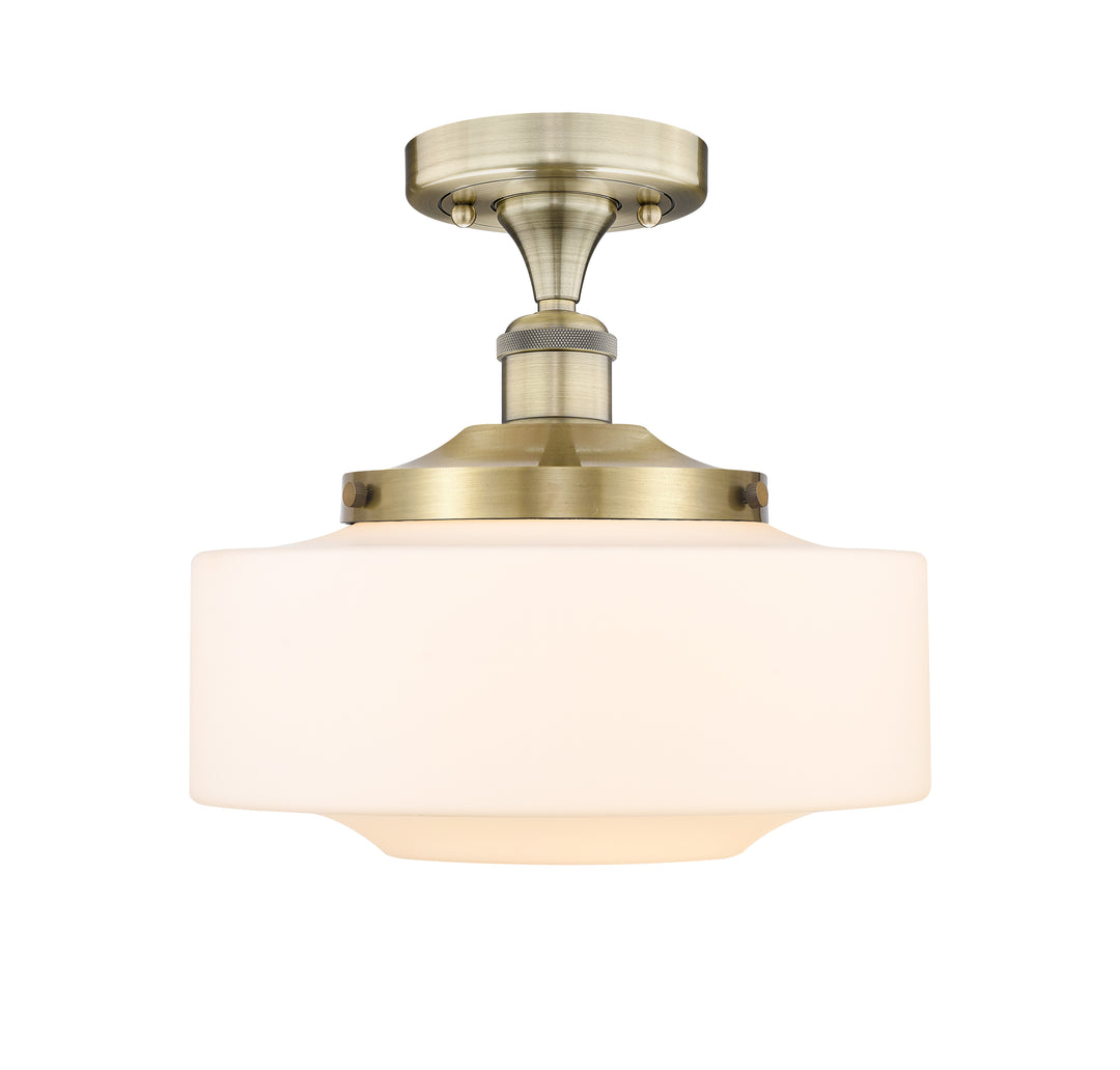 Innovations Lighting Bridgeton 12" Semi-Flush Mount - Antique Brass Ceiling Semi Flush Mounts Innovations Lighting Matte White ; Glass Type: Frosted  