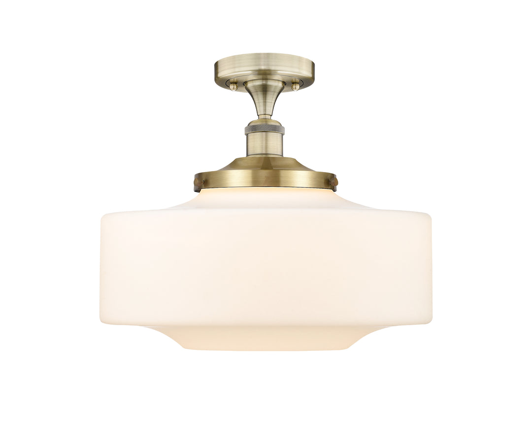 Innovations Lighting Bridgeton 16" Semi-Flush Mount - Antique Brass Ceiling Semi Flush Mounts Innovations Lighting Matte White ; Glass Type: Frosted  