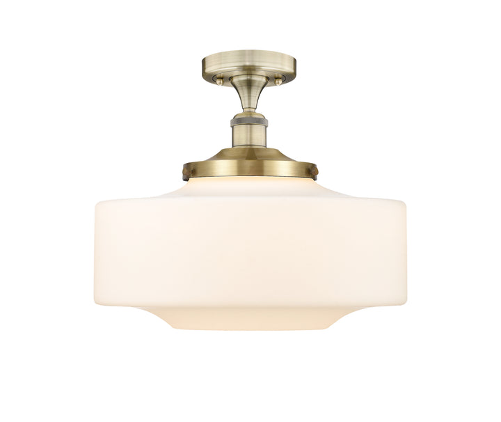 Innovations Lighting Bridgeton 16" Semi-Flush Mount - Antique Brass Ceiling Semi Flush Mounts Innovations Lighting Matte White ; Glass Type: Frosted  