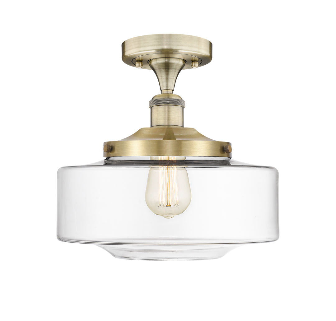 Innovations Lighting Bridgeton 12" Semi-Flush Mount - Antique Brass Ceiling Semi Flush Mounts Innovations Lighting Clear ; Glass Type: Transparent  