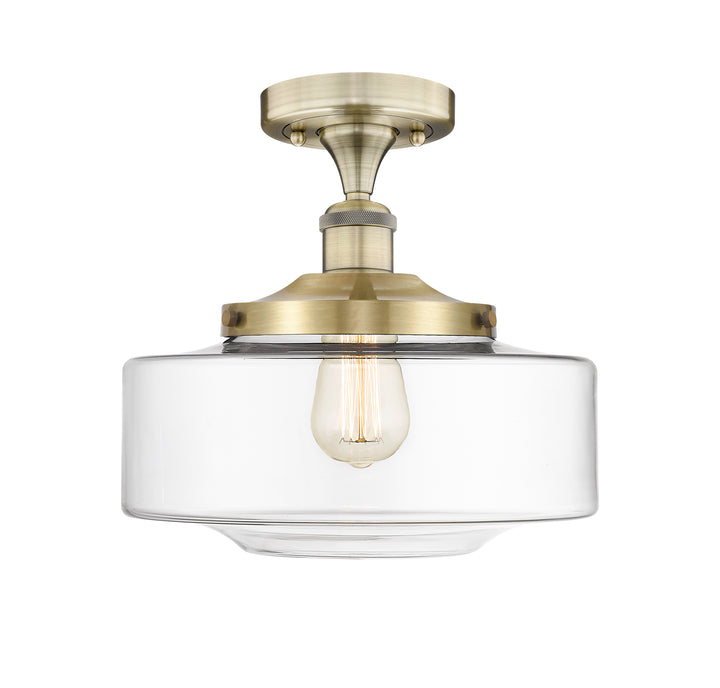 Innovations Lighting Bridgeton 12" Semi-Flush Mount - Antique Brass Ceiling Semi Flush Mounts Innovations Lighting Clear ; Glass Type: Transparent  