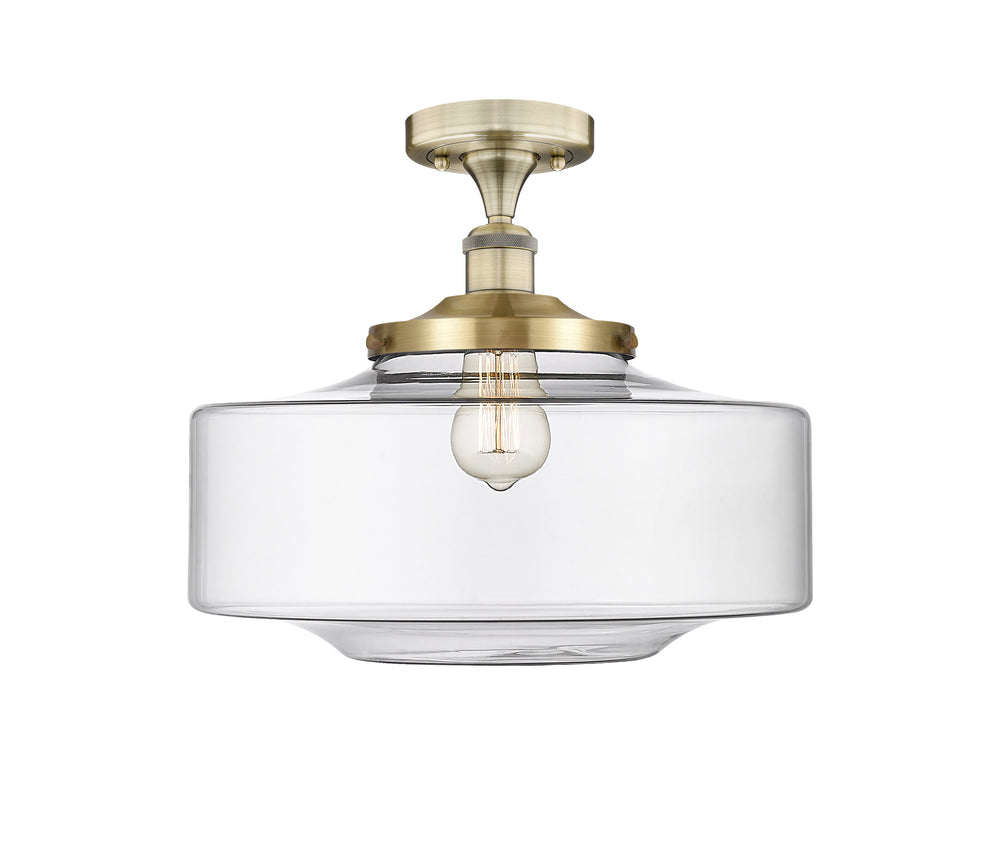 Innovations Lighting Bridgeton 16" Semi-Flush Mount - Antique Brass Ceiling Semi Flush Mounts Innovations Lighting Clear ; Glass Type: Transparent  