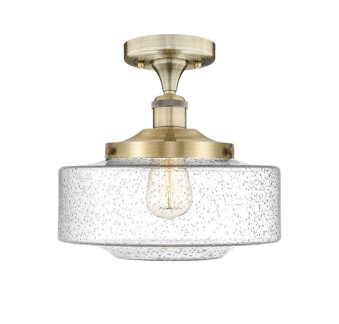 Innovations Lighting Bridgeton 12" Semi-Flush Mount - Antique Brass Ceiling Semi Flush Mounts Innovations Lighting Seedy ; Glass Type: Seeded  