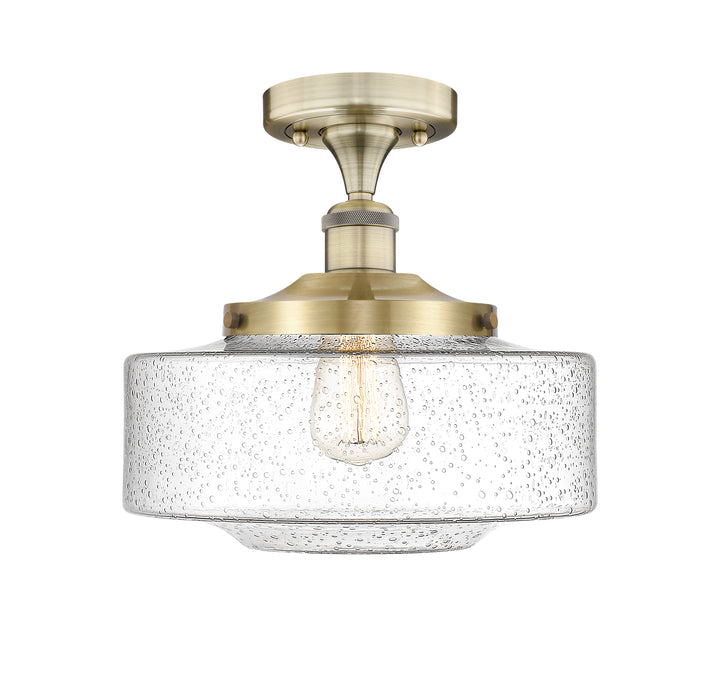 Innovations Lighting Bridgeton 12" Semi-Flush Mount - Antique Brass Ceiling Semi Flush Mounts Innovations Lighting Seedy ; Glass Type: Seeded  