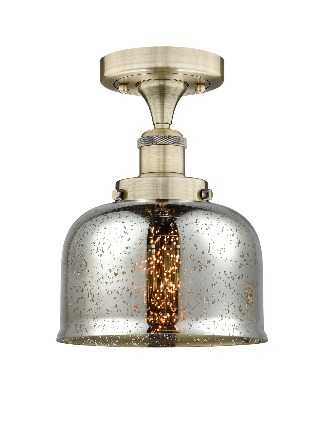 Innovations Lighting Bell 8" Semi-Flush Mount - Antique Brass Ceiling Semi Flush Mounts Innovations Lighting Silver Plated Mercury ; Glass Type: Mercury  