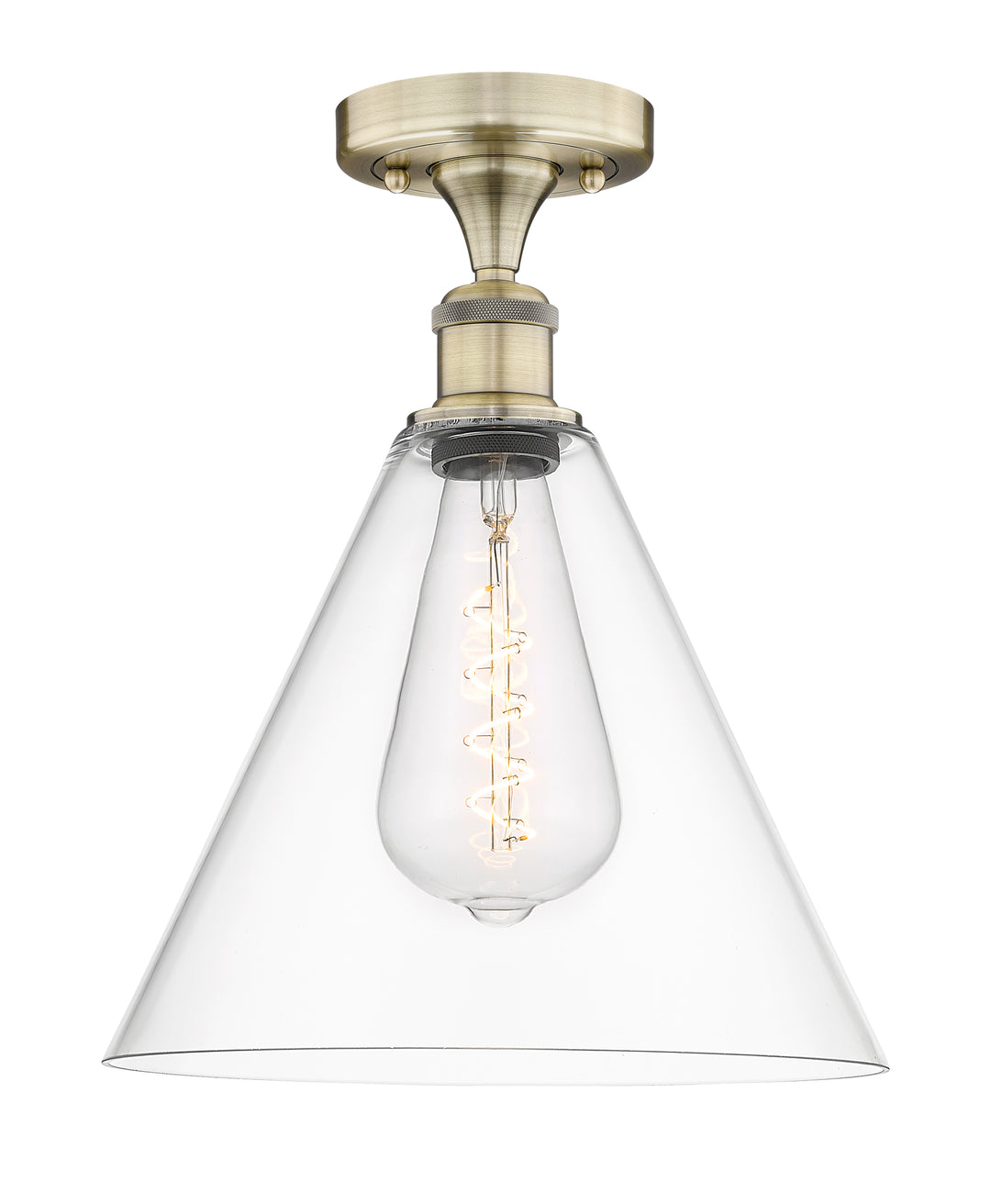 Innovations Lighting Berkshire Glass 12" Semi-Flush Mount - Antique Brass Ceiling Semi Flush Mounts Innovations Lighting Clear ; Glass Type: Clear  