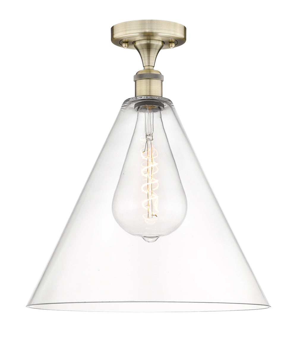 Innovations Lighting Berkshire Glass 16" Semi-Flush Mount - Antique Brass Ceiling Semi Flush Mounts Innovations Lighting Clear ; Glass Type: Clear  