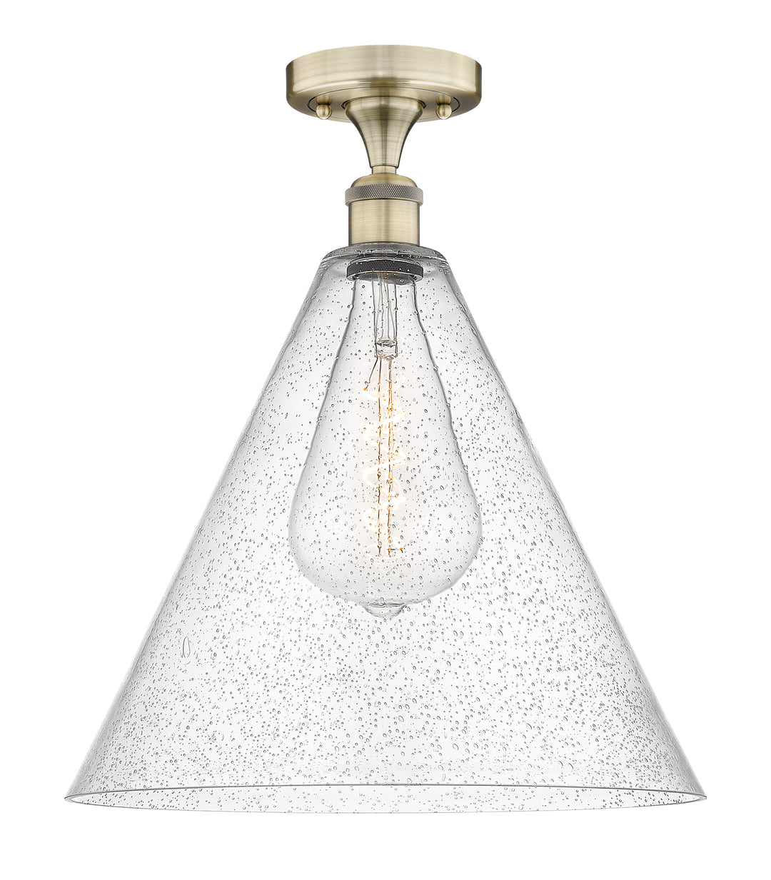 Innovations Lighting Berkshire Glass 16" Semi-Flush Mount - Antique Brass Ceiling Semi Flush Mounts Innovations Lighting Seedy ; Glass Type: Seeded  