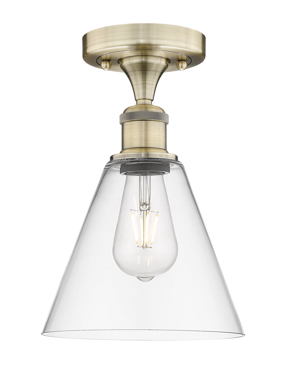 Innovations Lighting Berkshire Glass 8" Semi-Flush Mount - Antique Brass Ceiling Semi Flush Mounts Innovations Lighting Clear ; Glass Type: Clear  