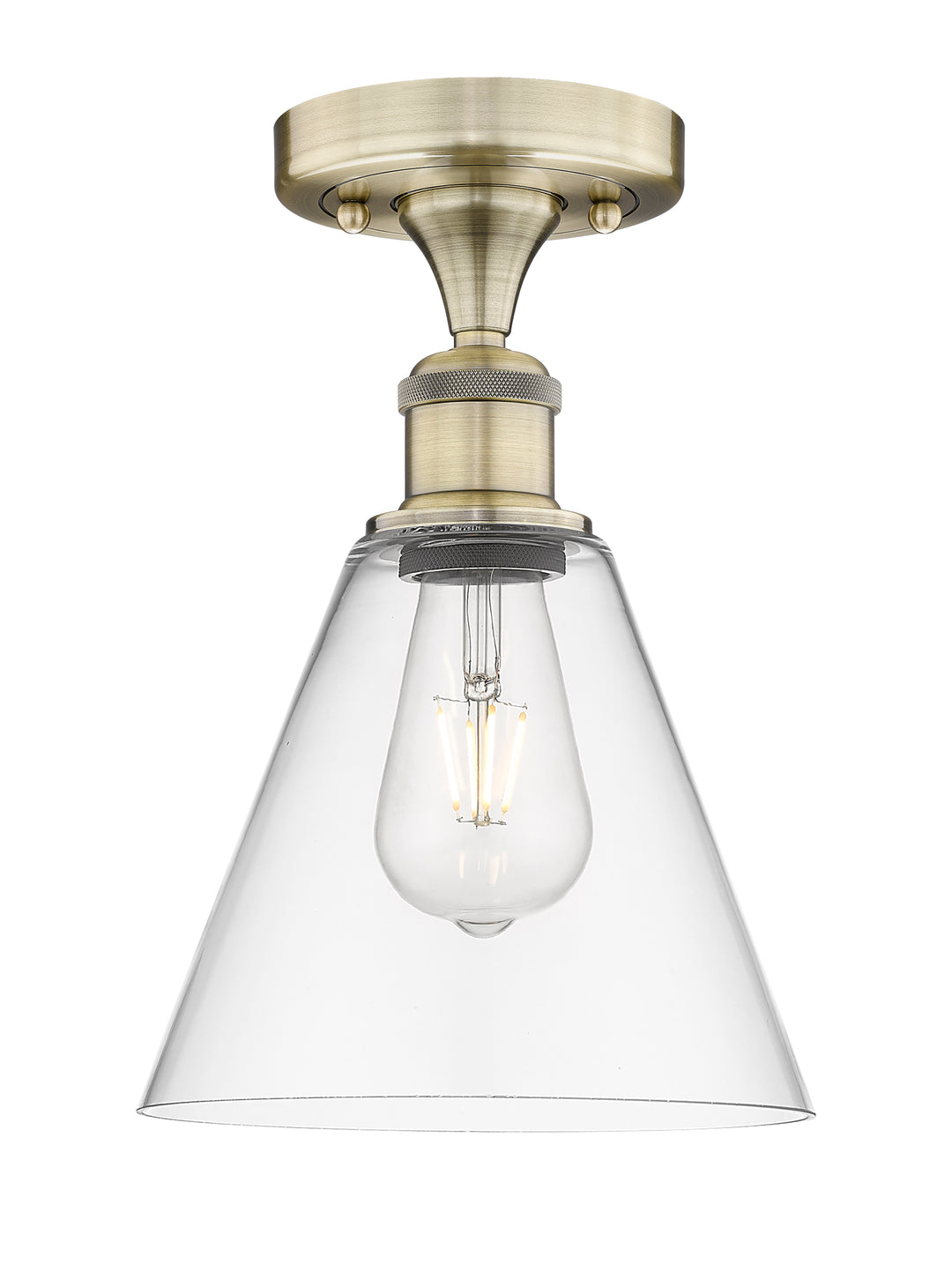 Innovations Lighting Berkshire Glass 8" Semi-Flush Mount - Antique Brass Ceiling Semi Flush Mounts Innovations Lighting Clear ; Glass Type: Clear  