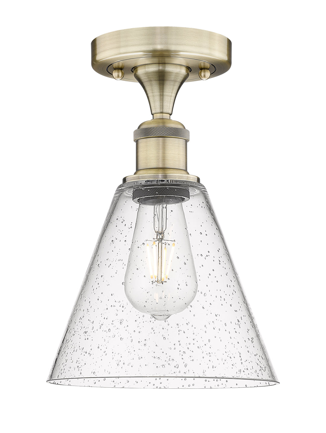 Innovations Lighting Berkshire Glass 8" Semi-Flush Mount - Antique Brass Ceiling Semi Flush Mounts Innovations Lighting Seedy ; Glass Type: Seeded  