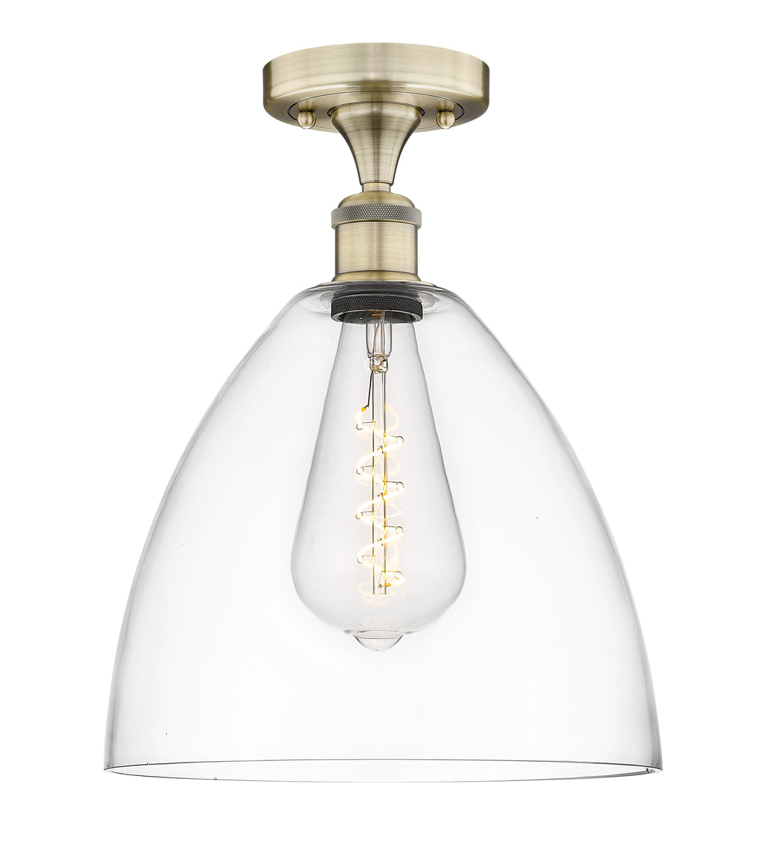 Innovations Lighting Bristol 12" Semi-Flush Mount - Antique Brass Ceiling Semi Flush Mounts Innovations Lighting Clear ; Glass Type: Clear  