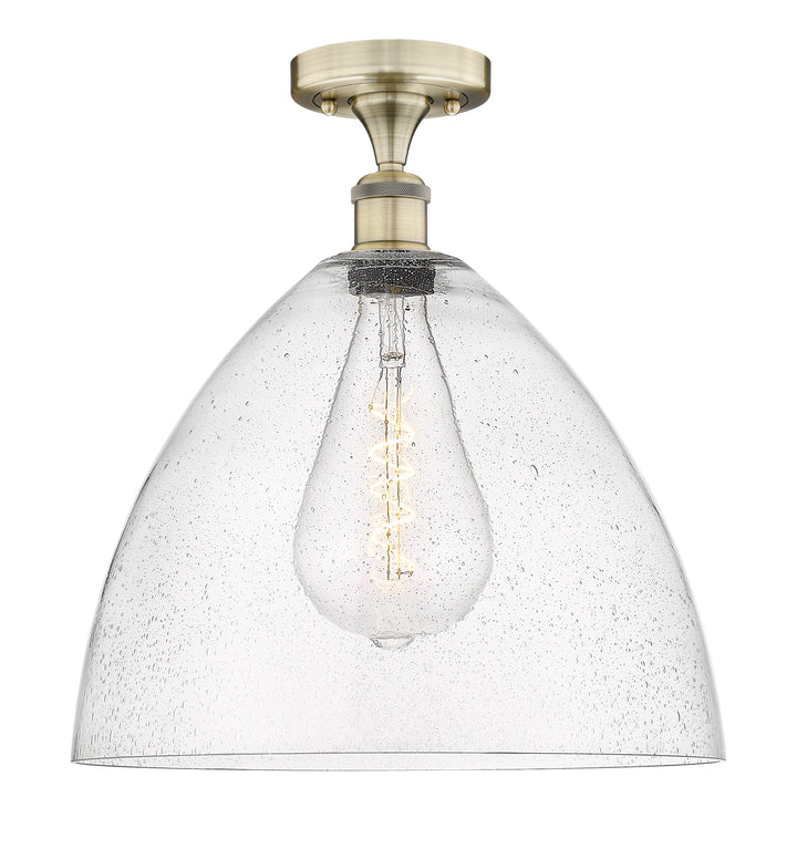 Innovations Lighting Bristol 16" Semi-Flush Mount - Antique Brass Ceiling Semi Flush Mounts Innovations Lighting Seedy ; Glass Type: Seeded  