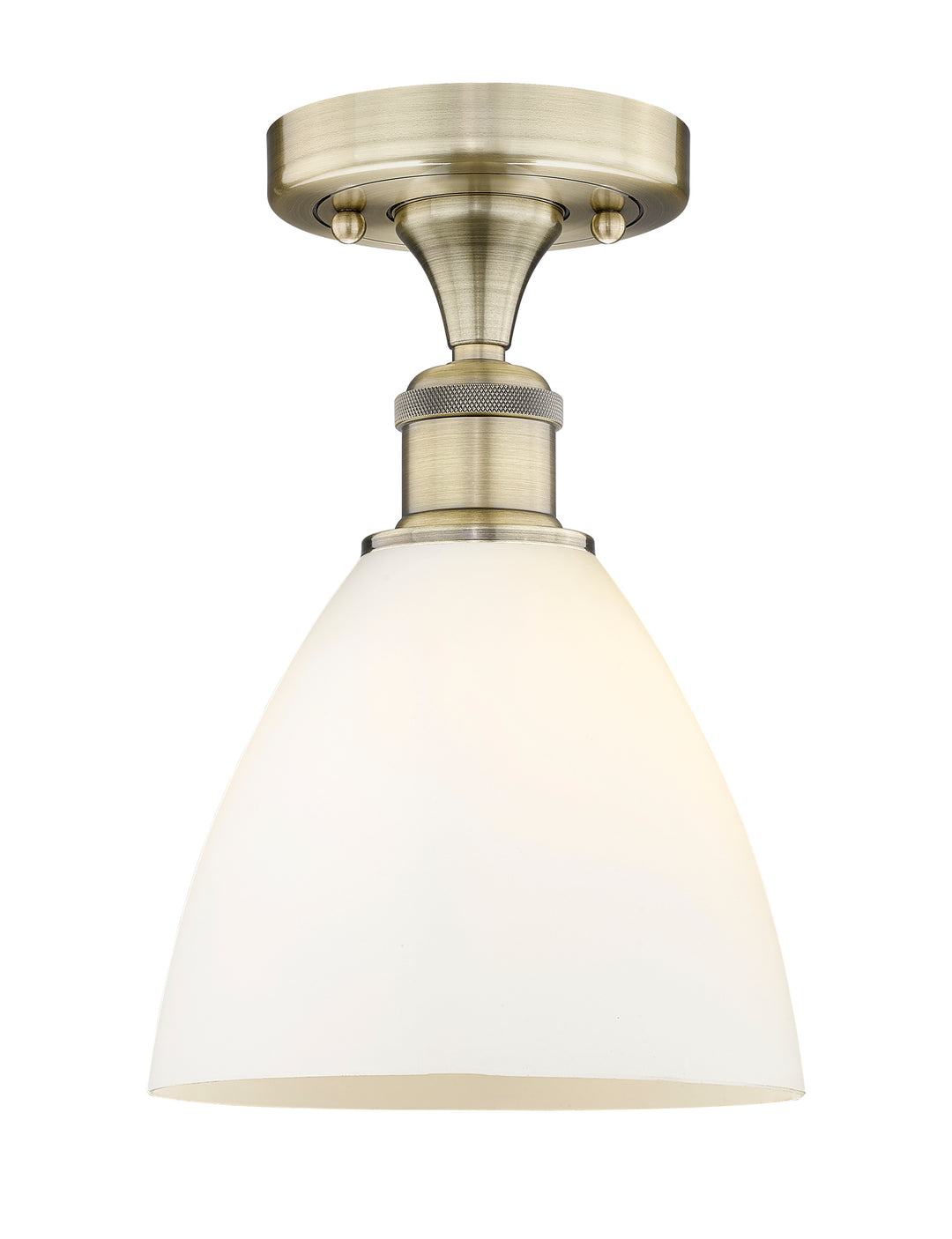 Innovations Lighting Bristol 7.5" Semi-Flush Mount - Antique Brass Ceiling Semi Flush Mounts Innovations Lighting Matte White ; Glass Type: White  