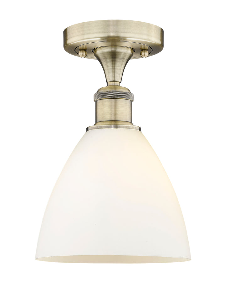 Innovations Lighting Bristol 7.5" Semi-Flush Mount - Antique Brass Ceiling Semi Flush Mounts Innovations Lighting Matte White ; Glass Type: White  