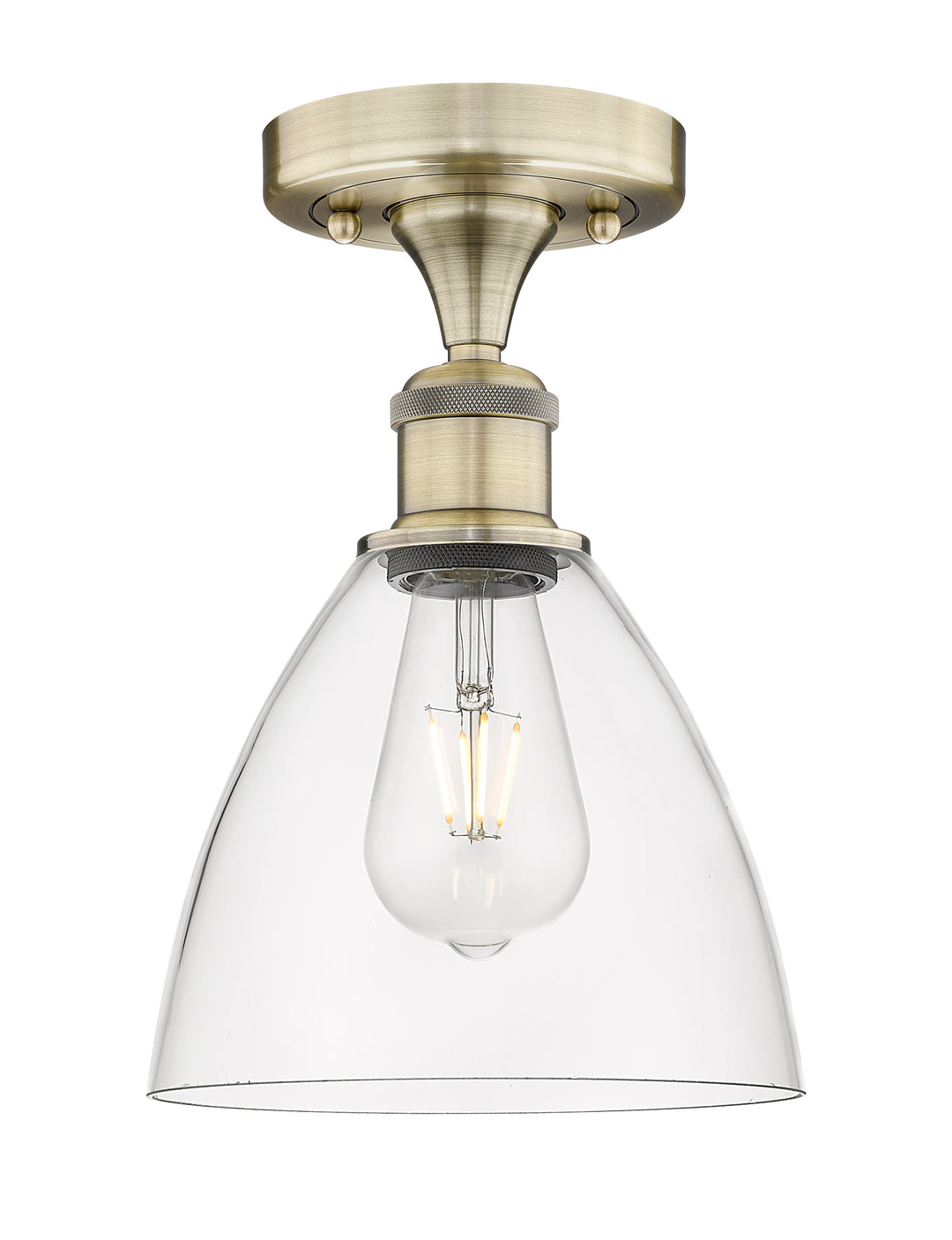 Innovations Lighting Bristol 7.5" Semi-Flush Mount - Antique Brass Ceiling Semi Flush Mounts Innovations Lighting Clear ; Glass Type: Clear  