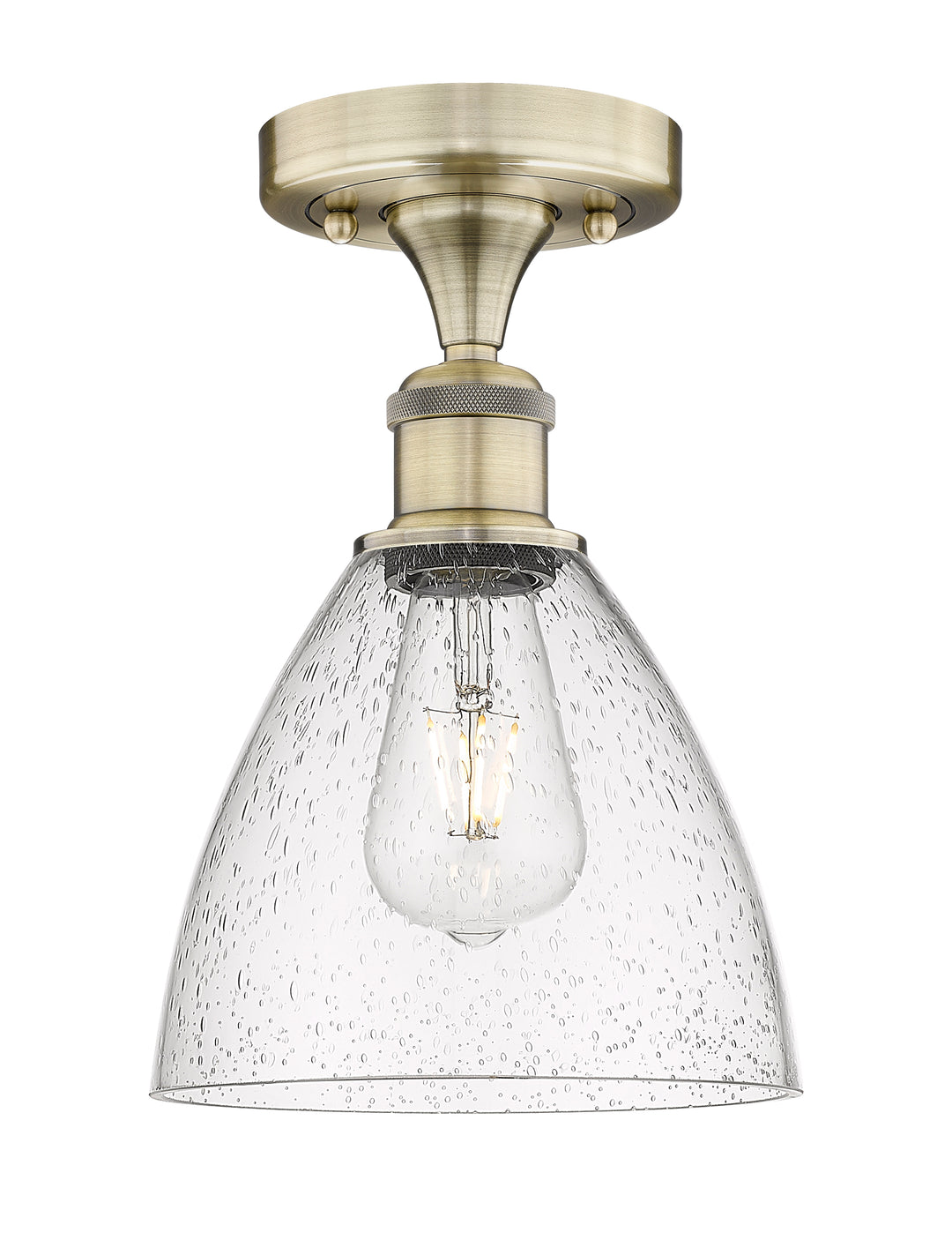 Innovations Lighting Bristol 7.5" Semi-Flush Mount - Antique Brass Ceiling Semi Flush Mounts Innovations Lighting Seedy ; Glass Type: Seeded  