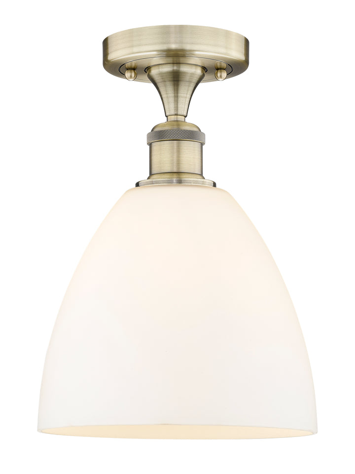 Innovations Lighting Bristol 9" Semi-Flush Mount - Antique Brass Ceiling Semi Flush Mounts Innovations Lighting Matte White ; Glass Type: White  