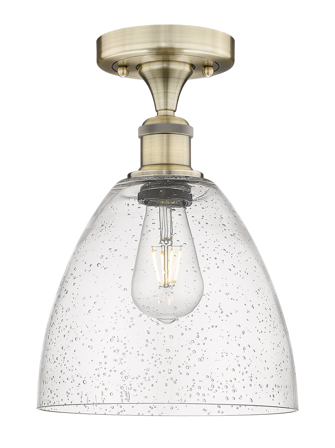 Innovations Lighting Bristol 9" Semi-Flush Mount - Antique Brass Ceiling Semi Flush Mounts Innovations Lighting Seedy ; Glass Type: Seeded  