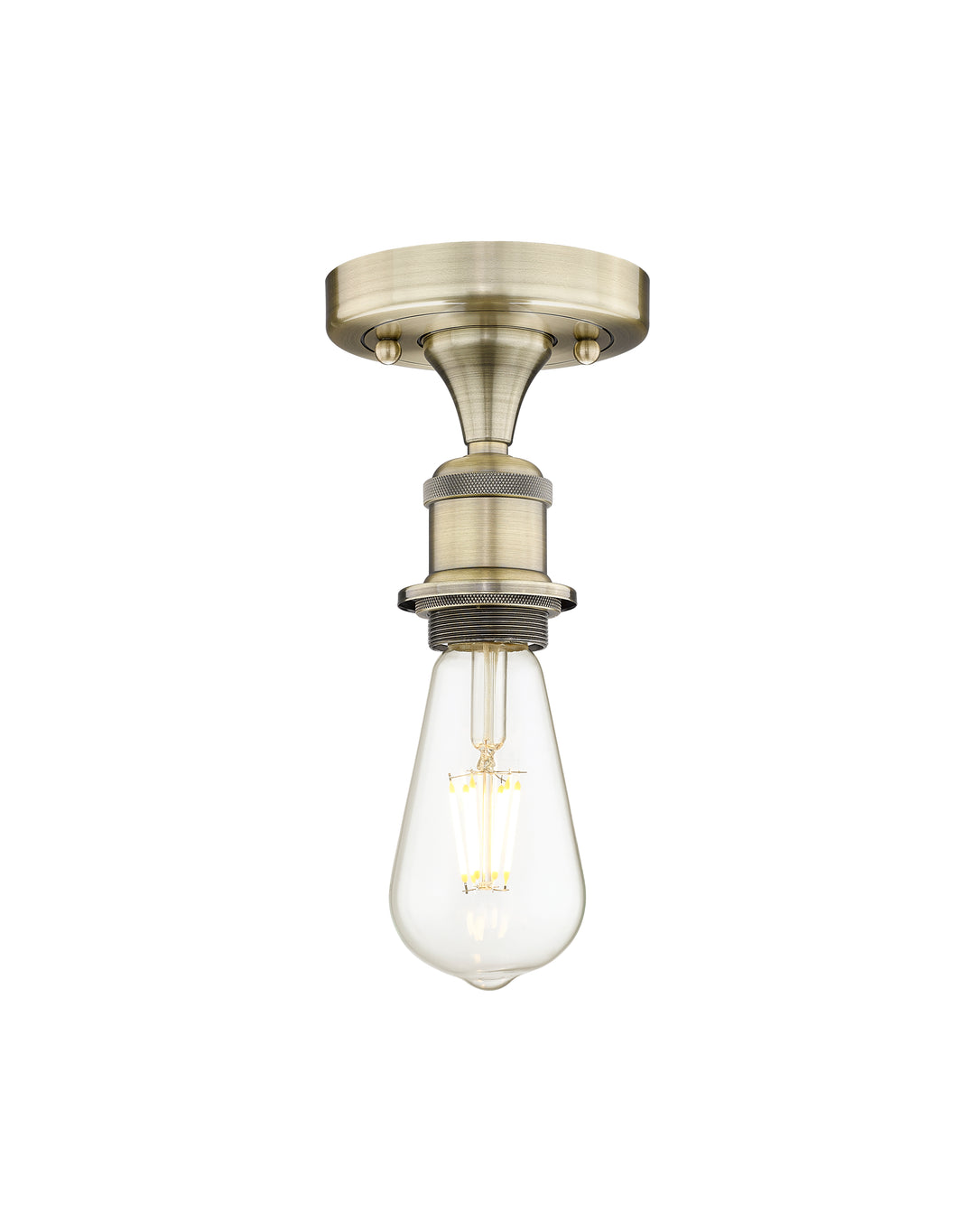 Innovations Lighting Bare Bulb Semi-Flush Mount - Antique Brass Ceiling Semi Flush Mounts Innovations Lighting Default Title  