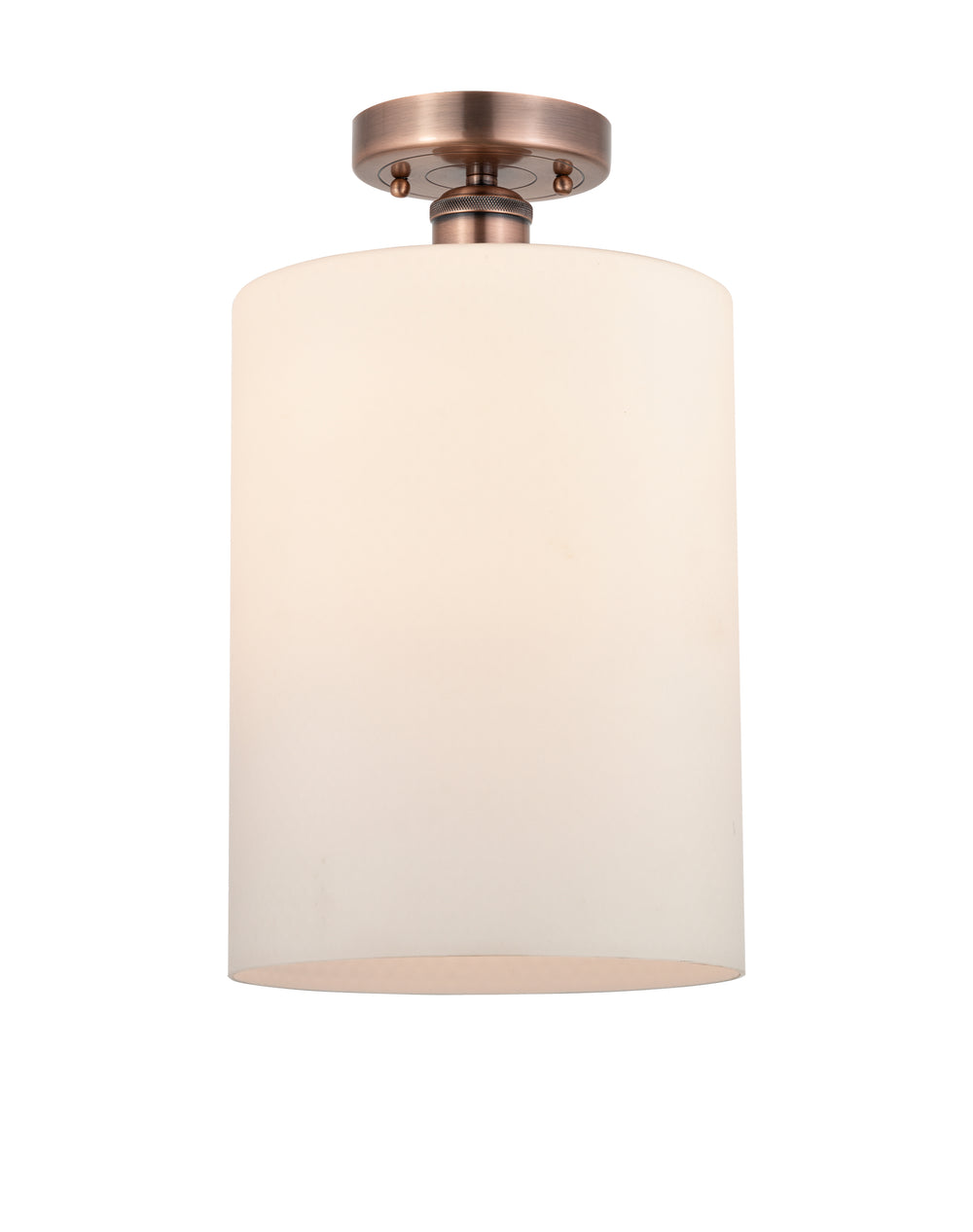 Innovations Lighting Cobbleskill 9" Semi-Flush Mount - Antique Copper Ceiling Semi Flush Mounts Innovations Lighting Matte White ; Glass Type: White; Water  