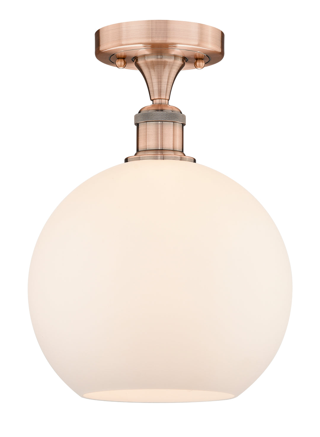 Innovations Lighting Athens 10" Semi-Flush Mount - Antique Copper Ceiling Semi Flush Mounts Innovations Lighting Matte White ; Glass Type: White  