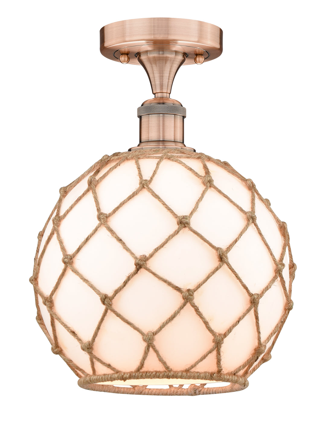 Innovations Lighting Farmhouse Rope 10" Semi-Flush Mount - Antique Copper