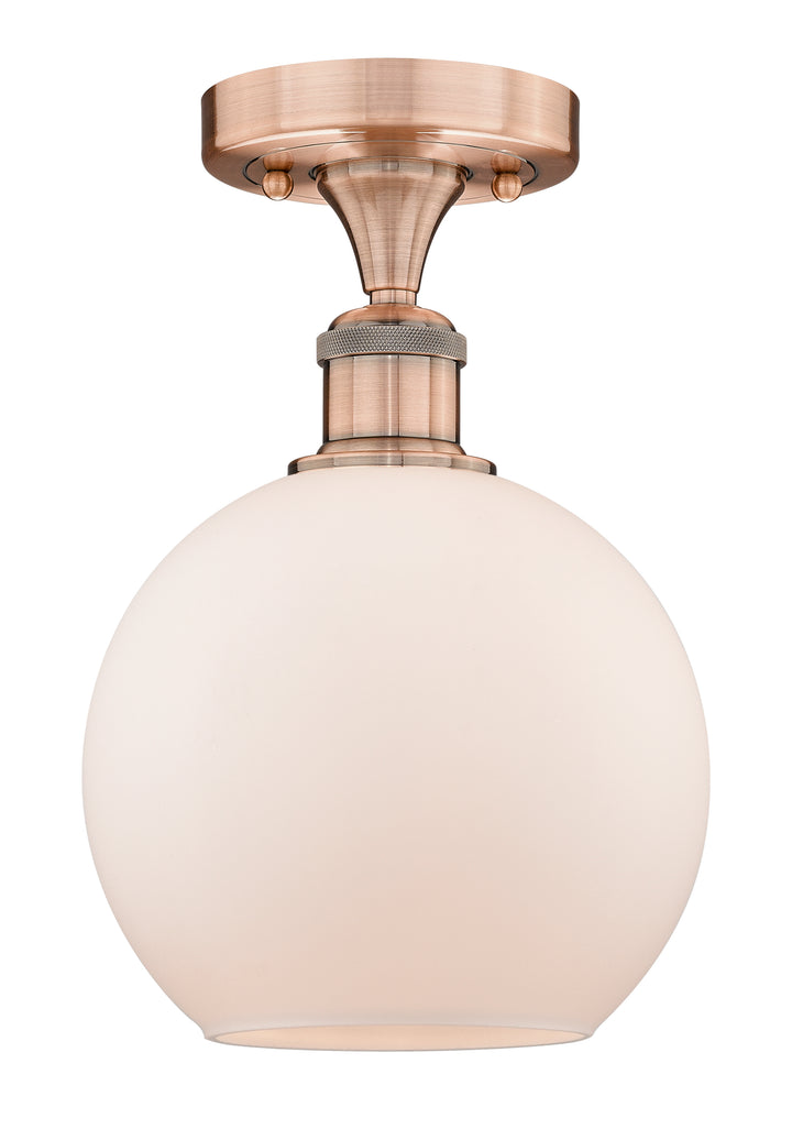 Innovations Lighting Athens 8" Semi-Flush Mount - Antique Copper Ceiling Semi Flush Mounts Innovations Lighting Matte White ; Glass Type: Frosted  