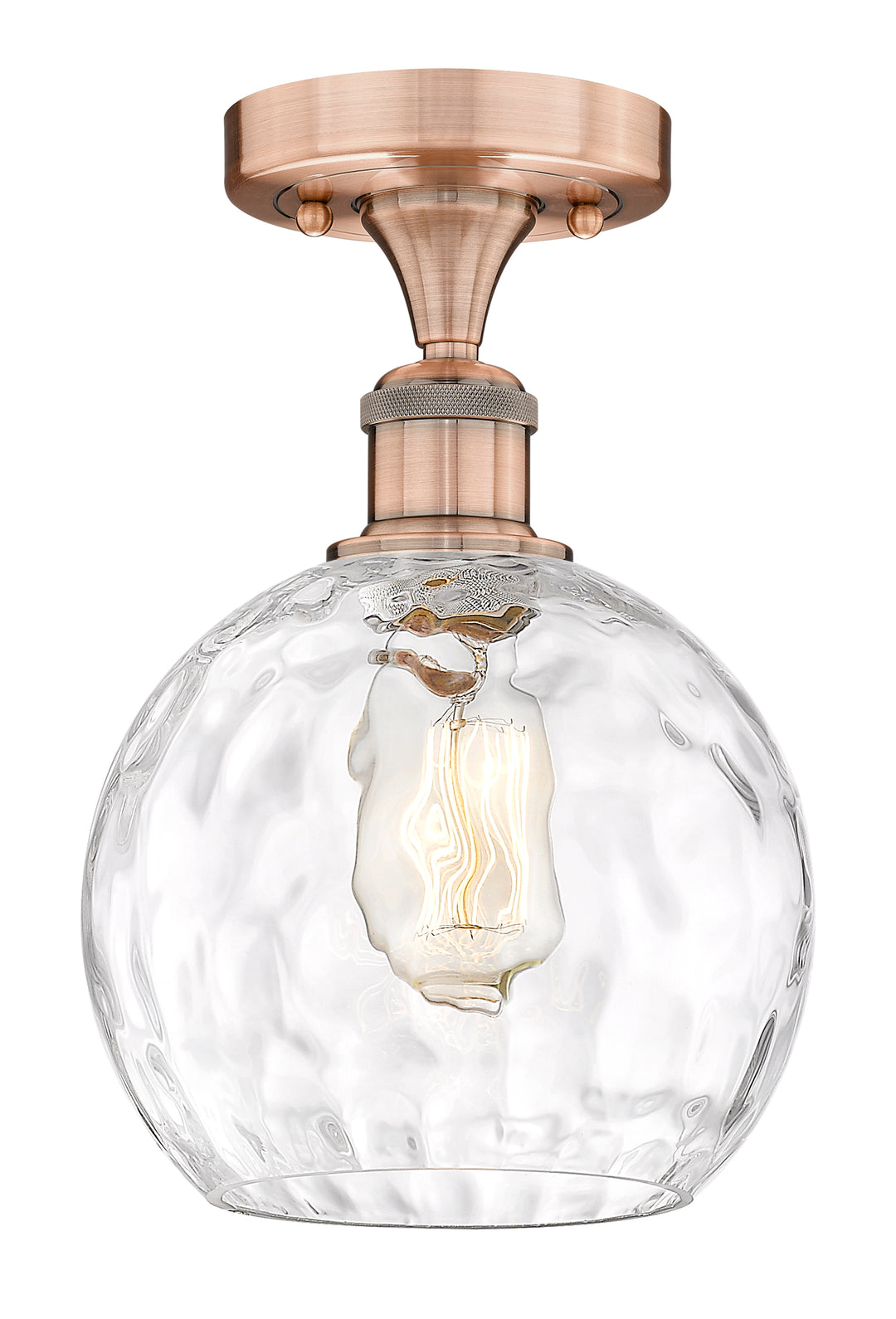 Innovations Lighting Athens Water Glass 8" Semi-Flush Mount - Antique Copper Ceiling Semi Flush Mounts Innovations Lighting Clear Water Glass ; Glass Type: Clear  