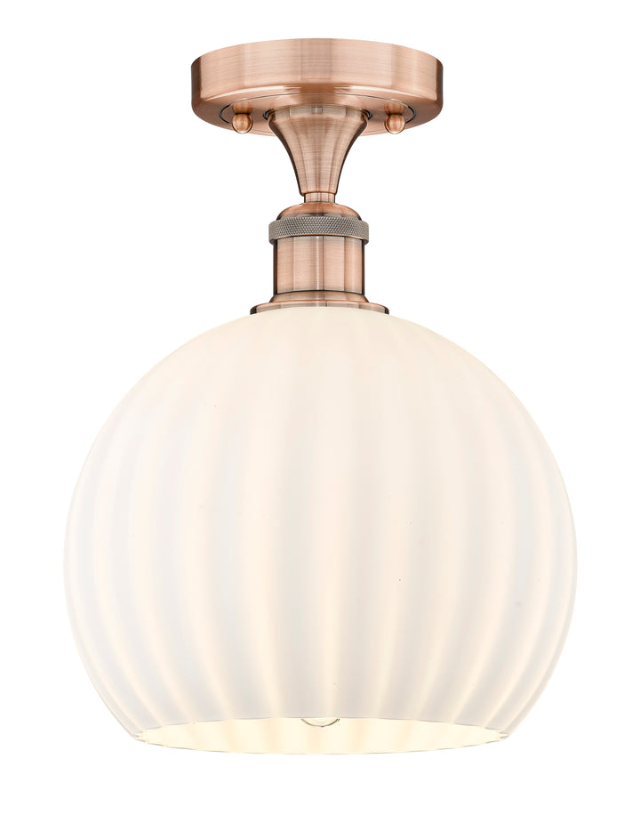 Innovations Lighting White Venetian 10" Semi-Flush Mount - Antique Copper Ceiling Semi Flush Mounts Innovations Lighting White Venetian ; Glass Type: White  