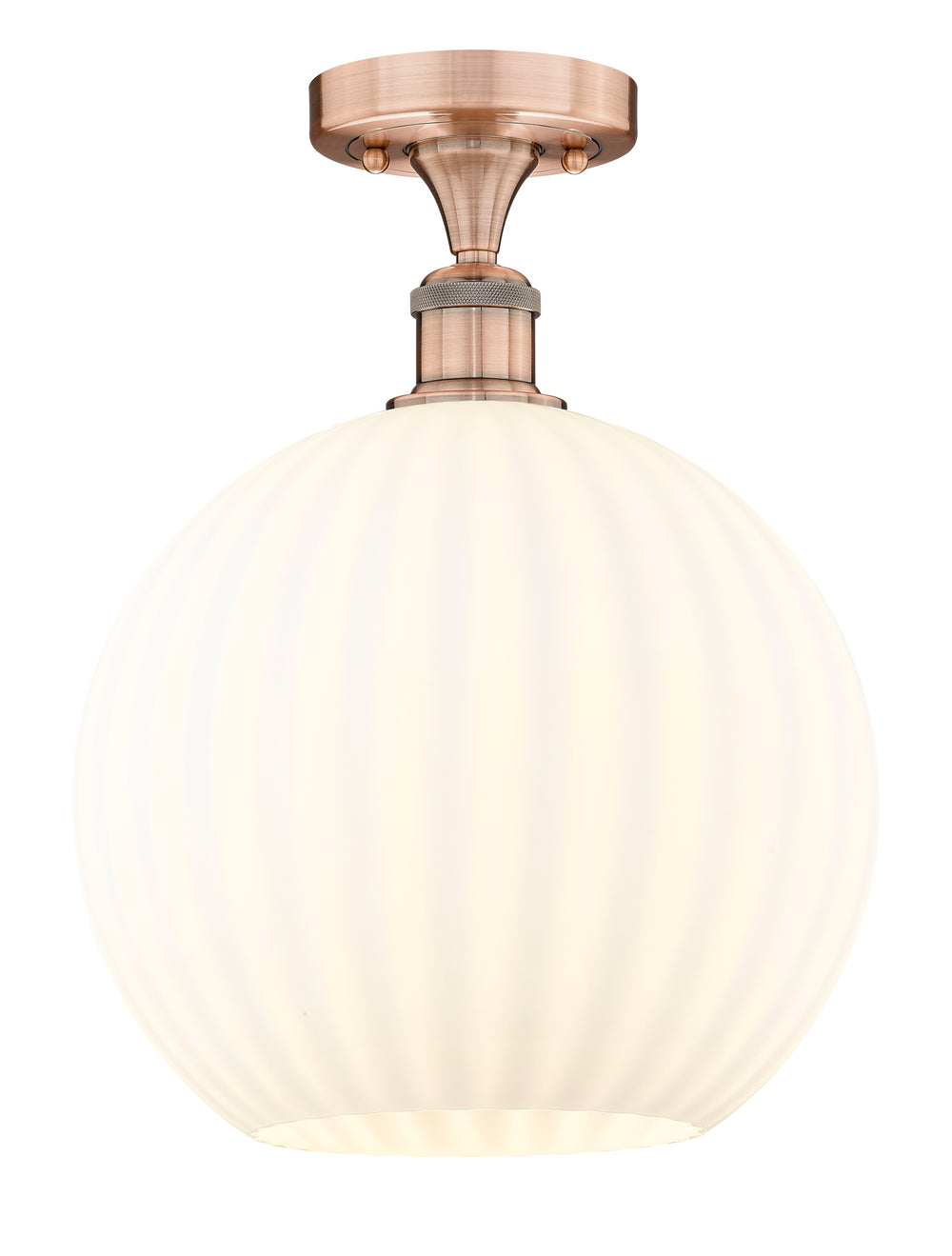 Innovations Lighting White Venetian 12" Semi-Flush Mount - Antique Copper Ceiling Semi Flush Mounts Innovations Lighting White Venetian ; Glass Type: White  