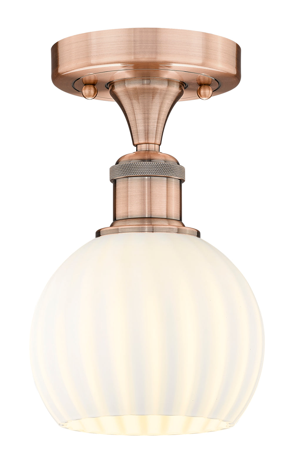 Innovations Lighting White Venetian 6" Semi-Flush Mount - Antique Copper Ceiling Semi Flush Mounts Innovations Lighting White Venetian ; Glass Type: White  