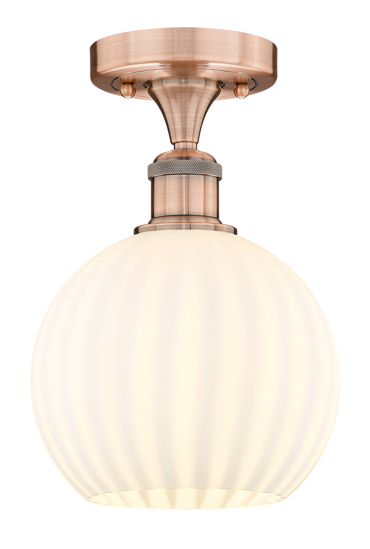 Innovations Lighting White Venetian 8" Semi-Flush Mount - Antique Copper Ceiling Semi Flush Mounts Innovations Lighting White Venetian ; Glass Type: White  