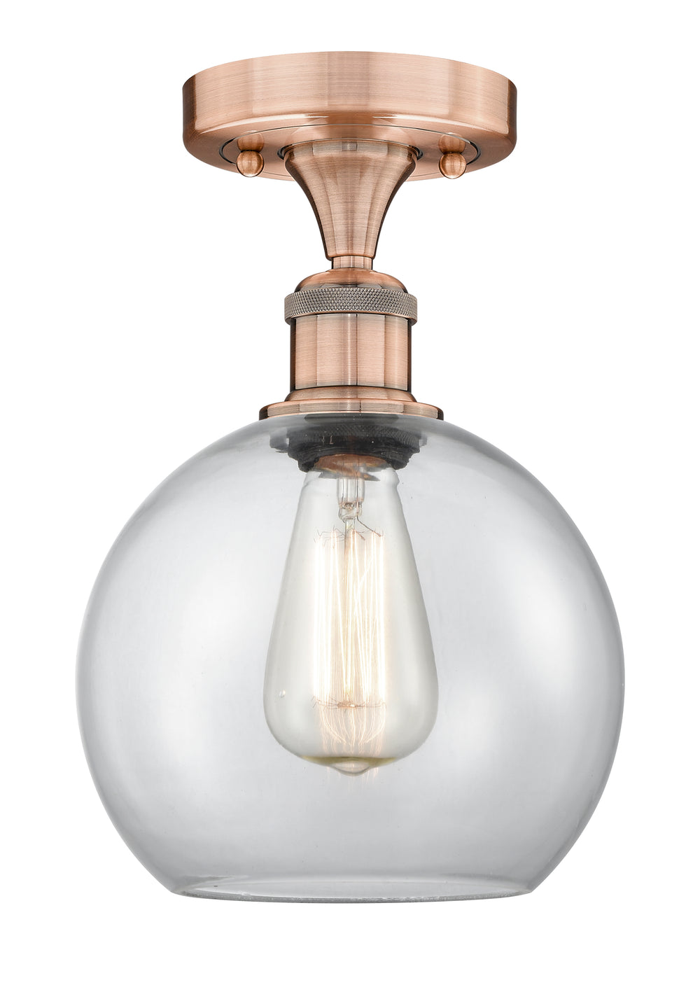 Innovations Lighting Athens 8" Semi-Flush Mount - Antique Copper Ceiling Semi Flush Mounts Innovations Lighting Clear ; Glass Type: Clear  