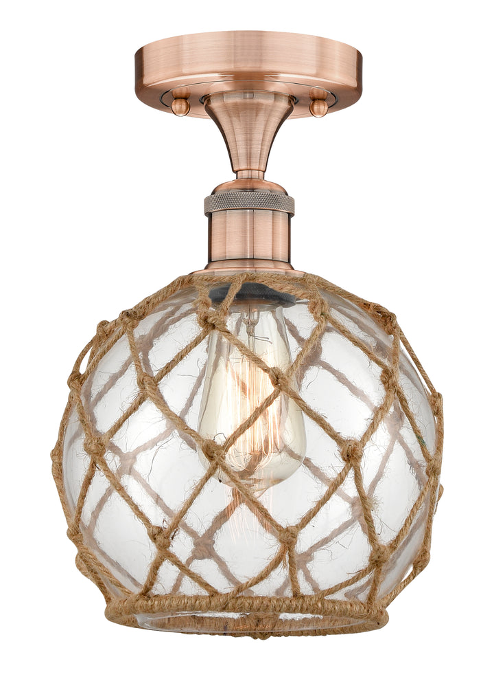 Innovations Lighting Farmhouse Rope 8" Semi-Flush Mount - Antique Copper