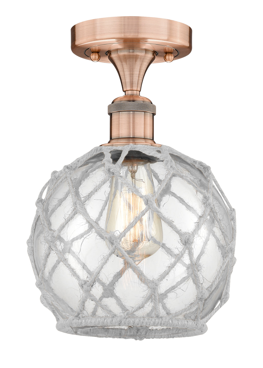 Innovations Lighting Farmhouse Rope 8" Semi-Flush Mount - Antique Copper