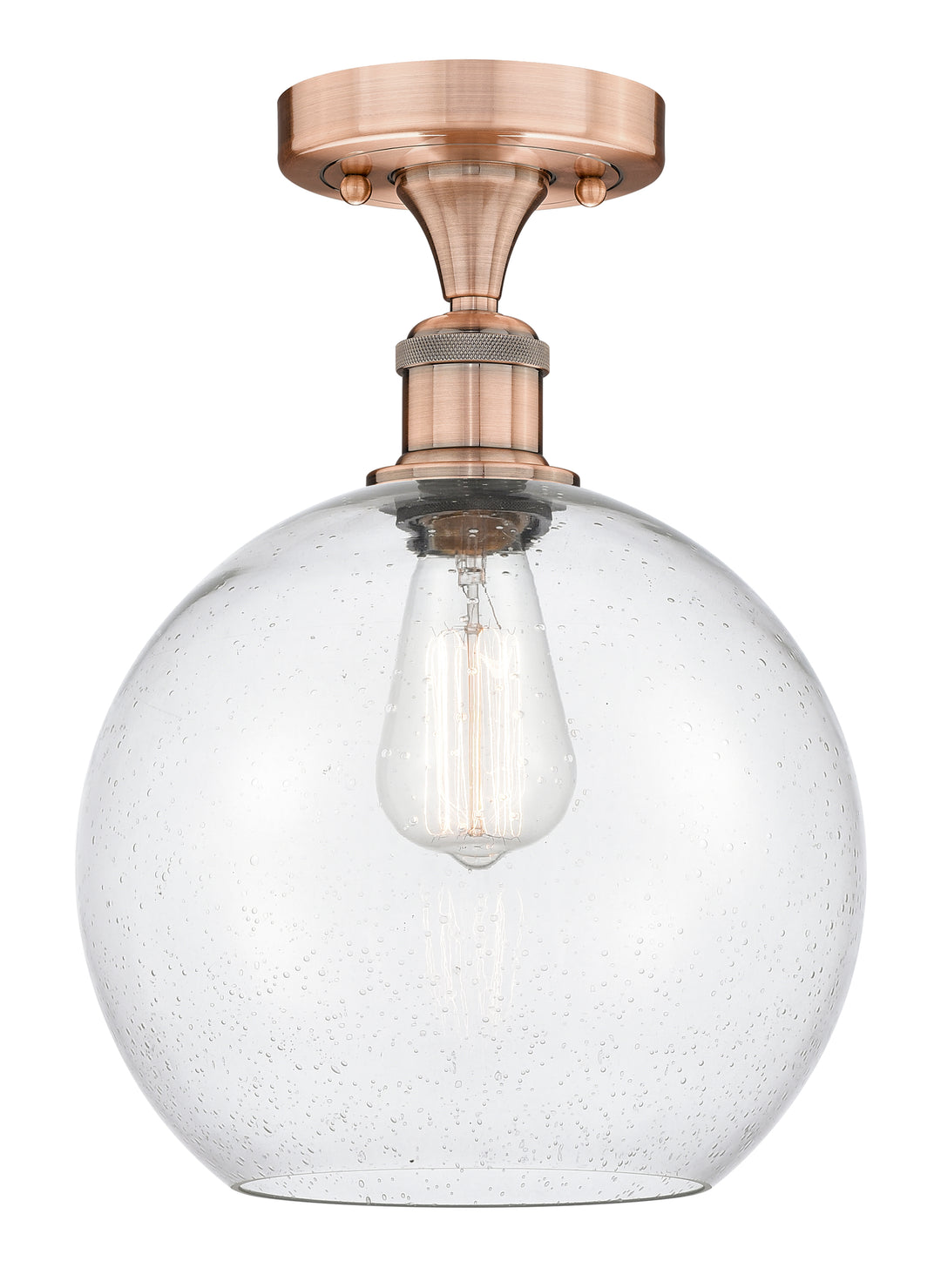 Innovations Lighting Athens 10" Semi-Flush Mount - Antique Copper Ceiling Semi Flush Mounts Innovations Lighting Seedy ; Glass Type: Seeded  