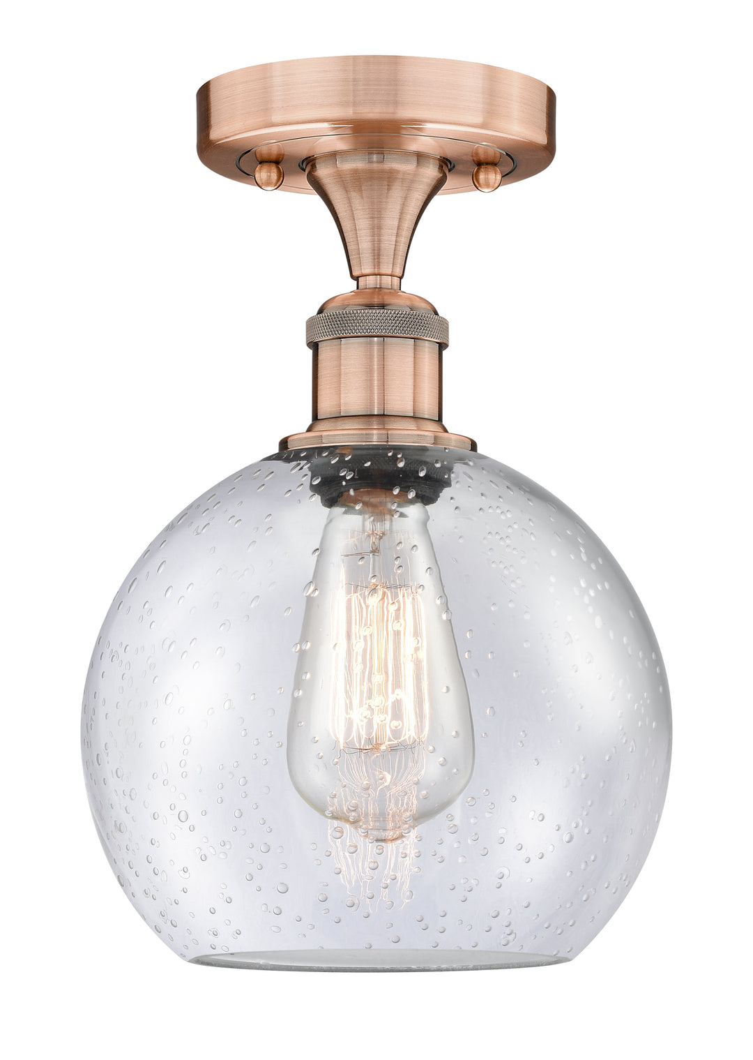 Innovations Lighting Athens 8" Semi-Flush Mount - Antique Copper Ceiling Semi Flush Mounts Innovations Lighting Seedy ; Glass Type: Seeded  