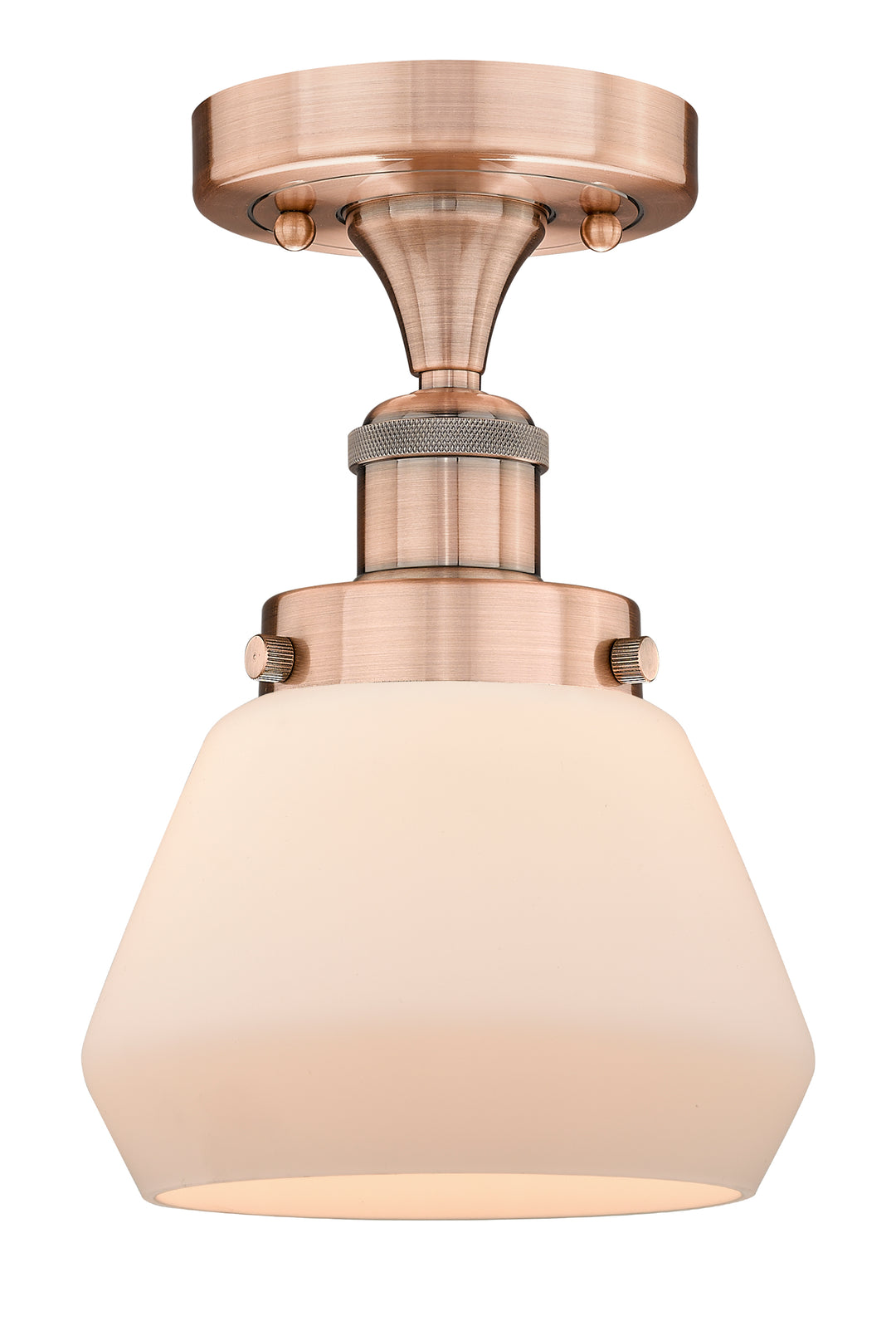 Innovations Lighting Fulton 7" Semi-Flush Mount - Antique Copper Ceiling Semi Flush Mounts Innovations Lighting Matte White ; Glass Type: Frosted  