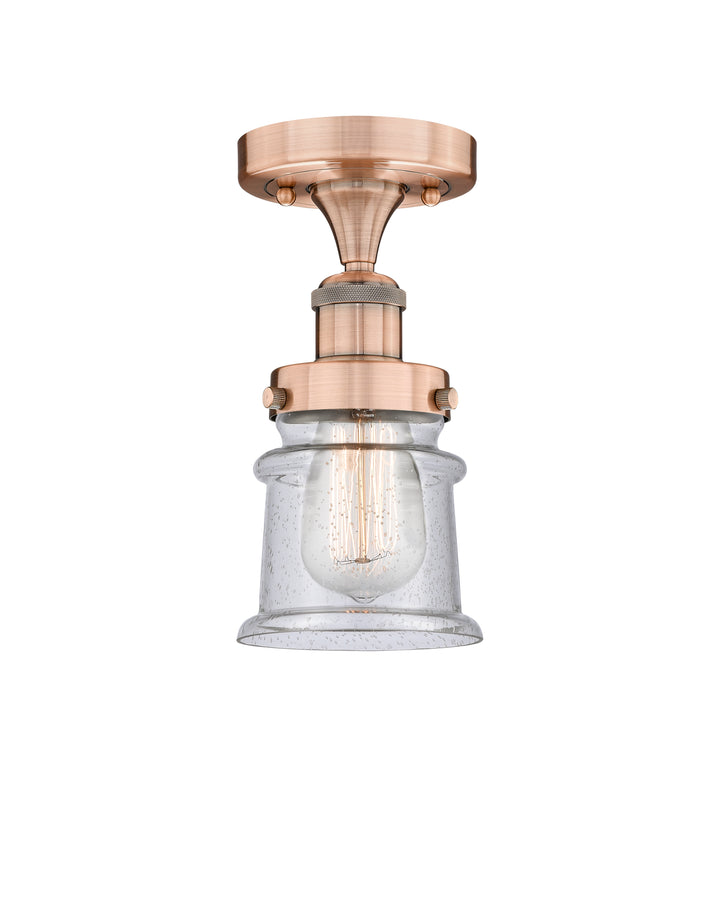 Innovations Lighting Canton 5" Semi-Flush Mount - Antique Copper Ceiling Semi Flush Mounts Innovations Lighting Seedy ; Glass Type: Seeded  