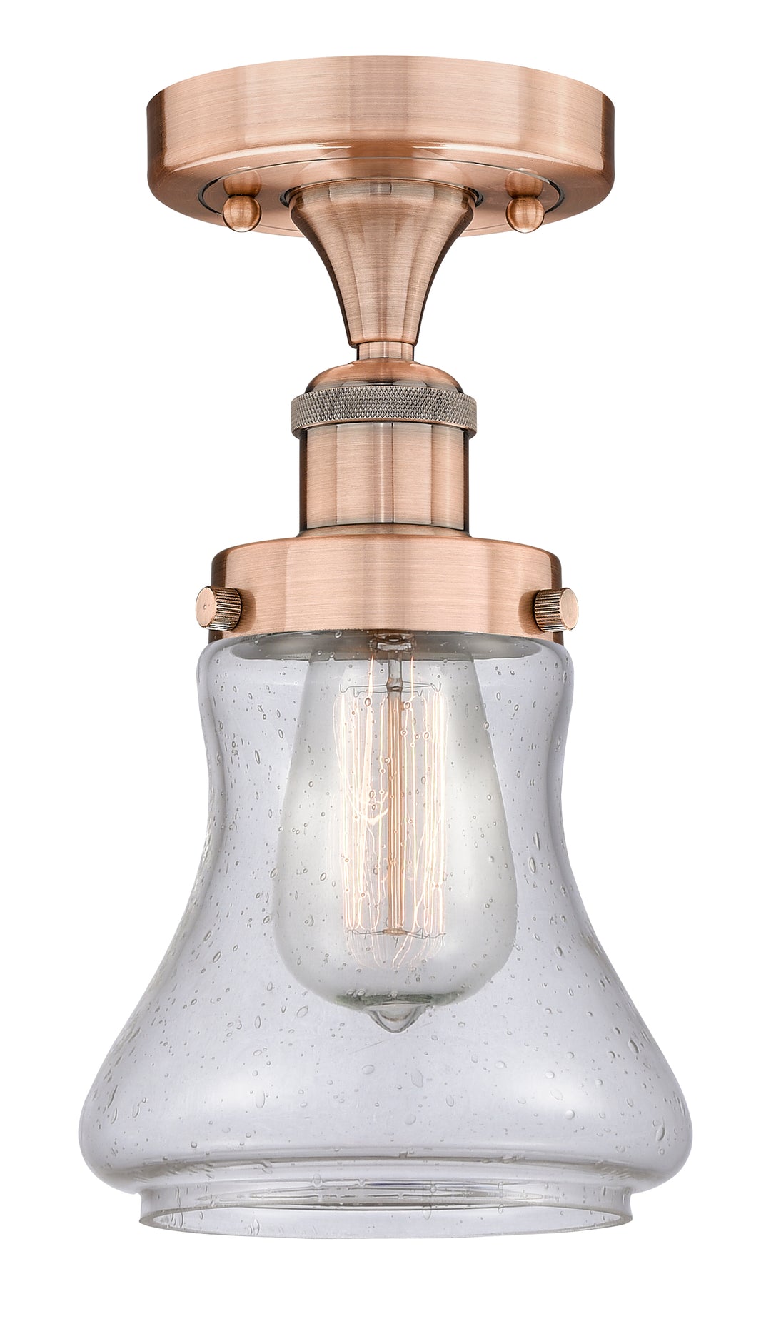 Innovations Lighting Bellmont 6" Semi-Flush Mount - Antique Copper Ceiling Semi Flush Mounts Innovations Lighting Seedy ; Glass Type: Seedy; Ribbed  